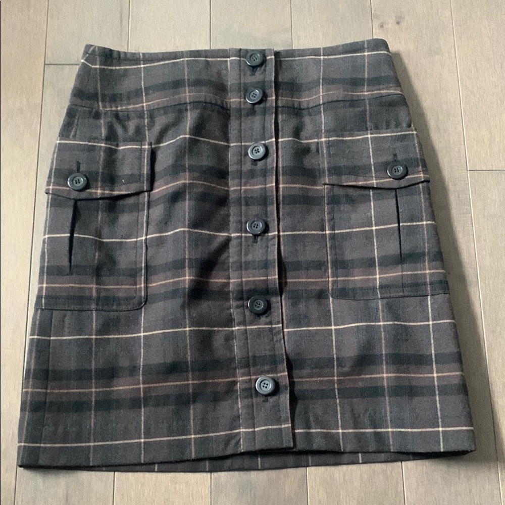 Magaschoni Plaid Mini Skirt - Black and Brown